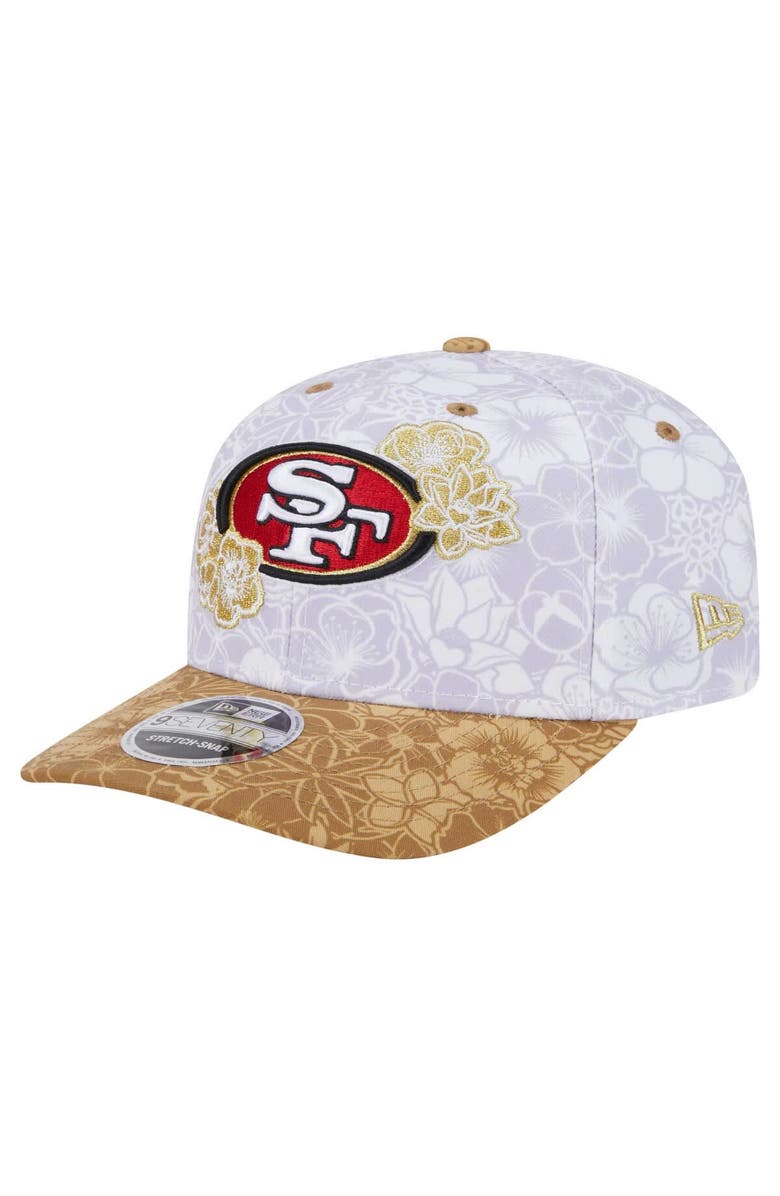 New Era Men's New Era White/Gold San Francisco 49ers AAPI Apex Collection Floral 9SEVENTY Stretch-Snap Hat, Main, color, White