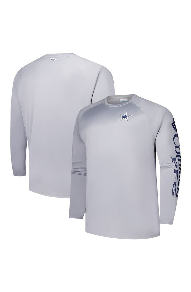 Columbia Men's Columbia Gray Dallas Cowboys Big & Tall Terminal Tackle<sup>™</sup> Omni-Shade<sup>™</sup> Raglan Long Sleeve T-Shirt, Main, color, Gray