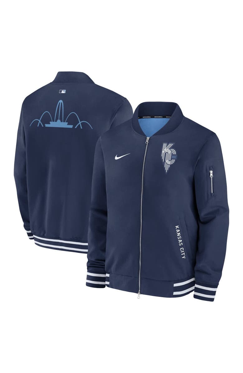 Nike Men's Nike Navy Kansas City Royals Authentic Collection City Connect Full-Zip Bomber Jacket, Alternate, color, Navy