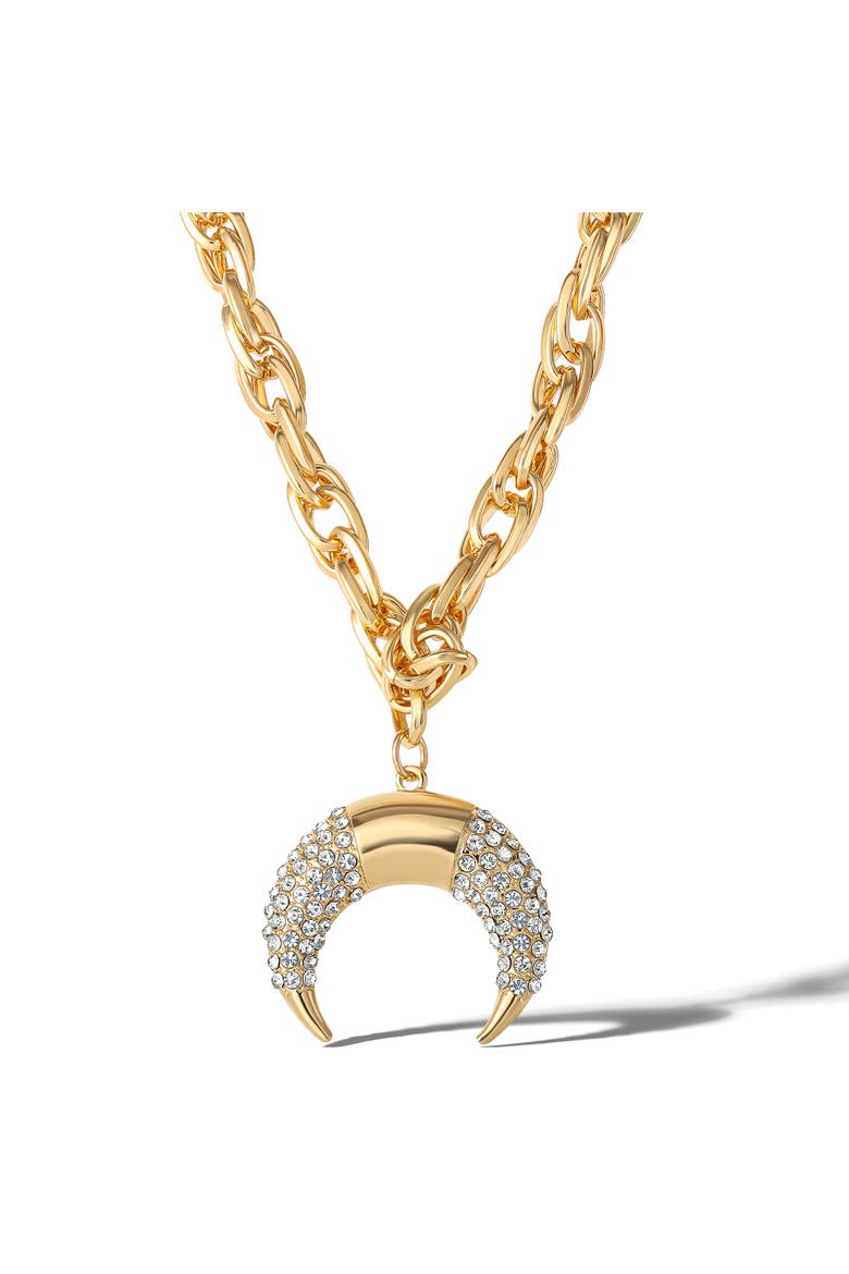 Crescent Moon Crystal Pendant, Main, color, Gold, silver