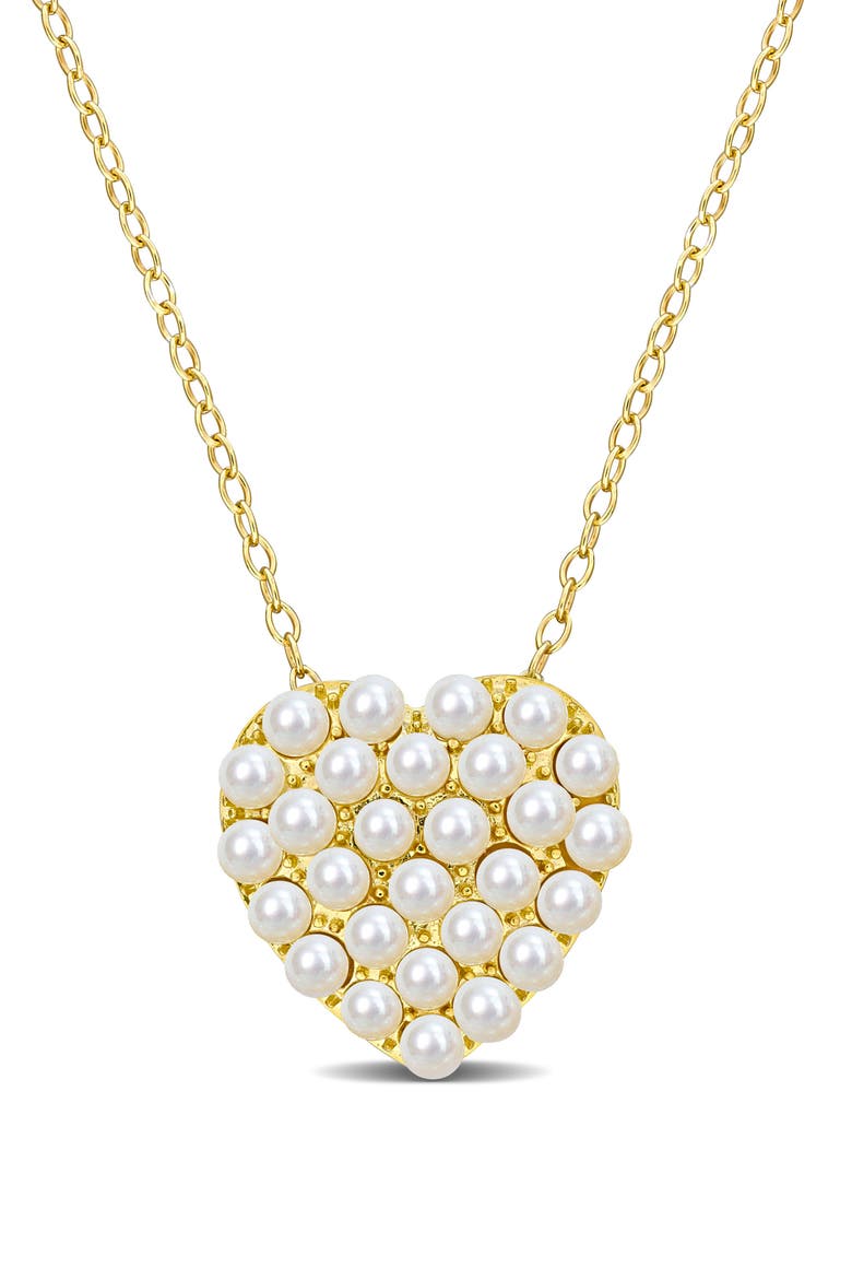 2-2.5mm Cultured Freshwater Pearl Heart Pendant Necklace, Main, color, WHITE