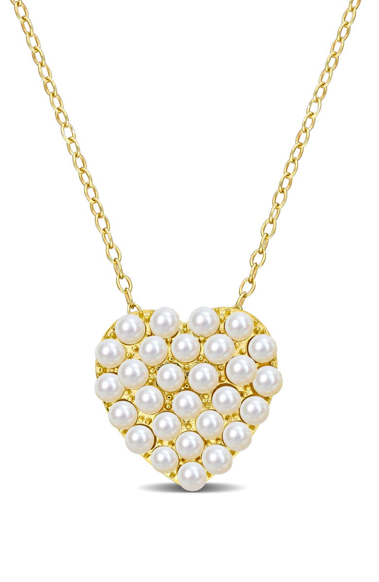 DELMAR 2-2.5mm Cultured Freshwater Pearl Heart Pendant Necklace, Main, color, White