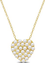 DELMAR 2-2.5mm Cultured Freshwater Pearl Heart Pendant Necklace