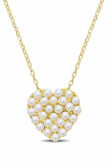 DELMAR 2-2.5mm Cultured Freshwater Pearl Heart Pendant Necklace