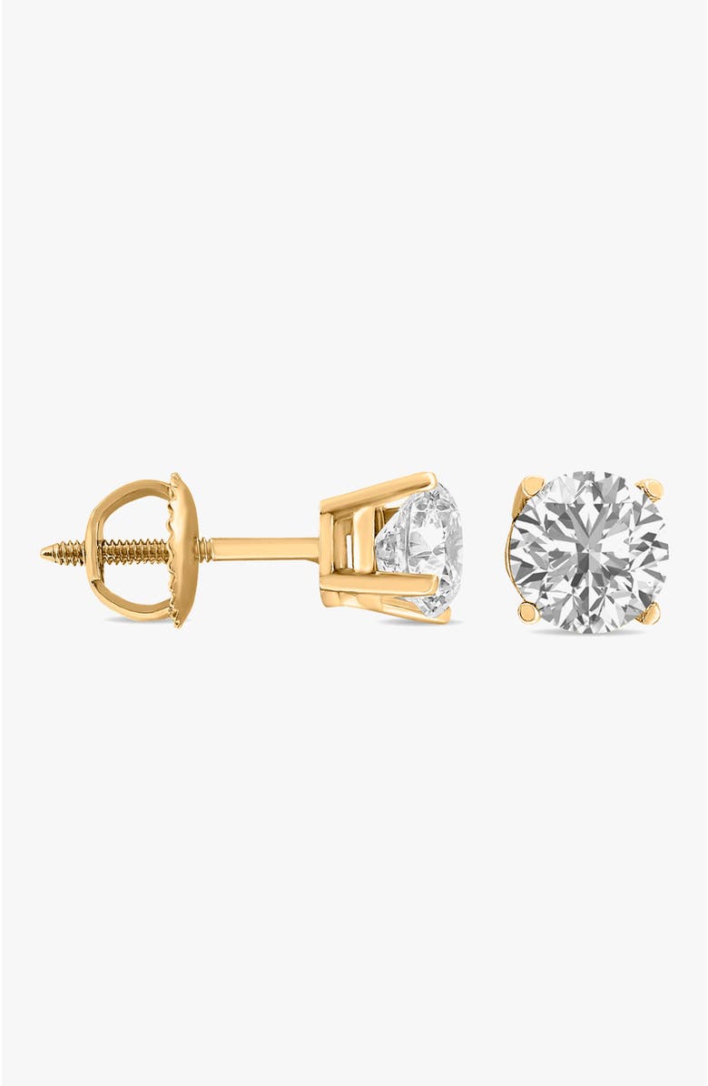 SEREIA OFFICIAL 14K Gold Halo Lab Diamond 1 Carat Earrings, Alternate, color, Yellow Gold