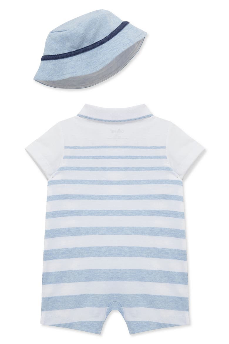 Stripe Romper & Hat, Alternate, color, BLUE