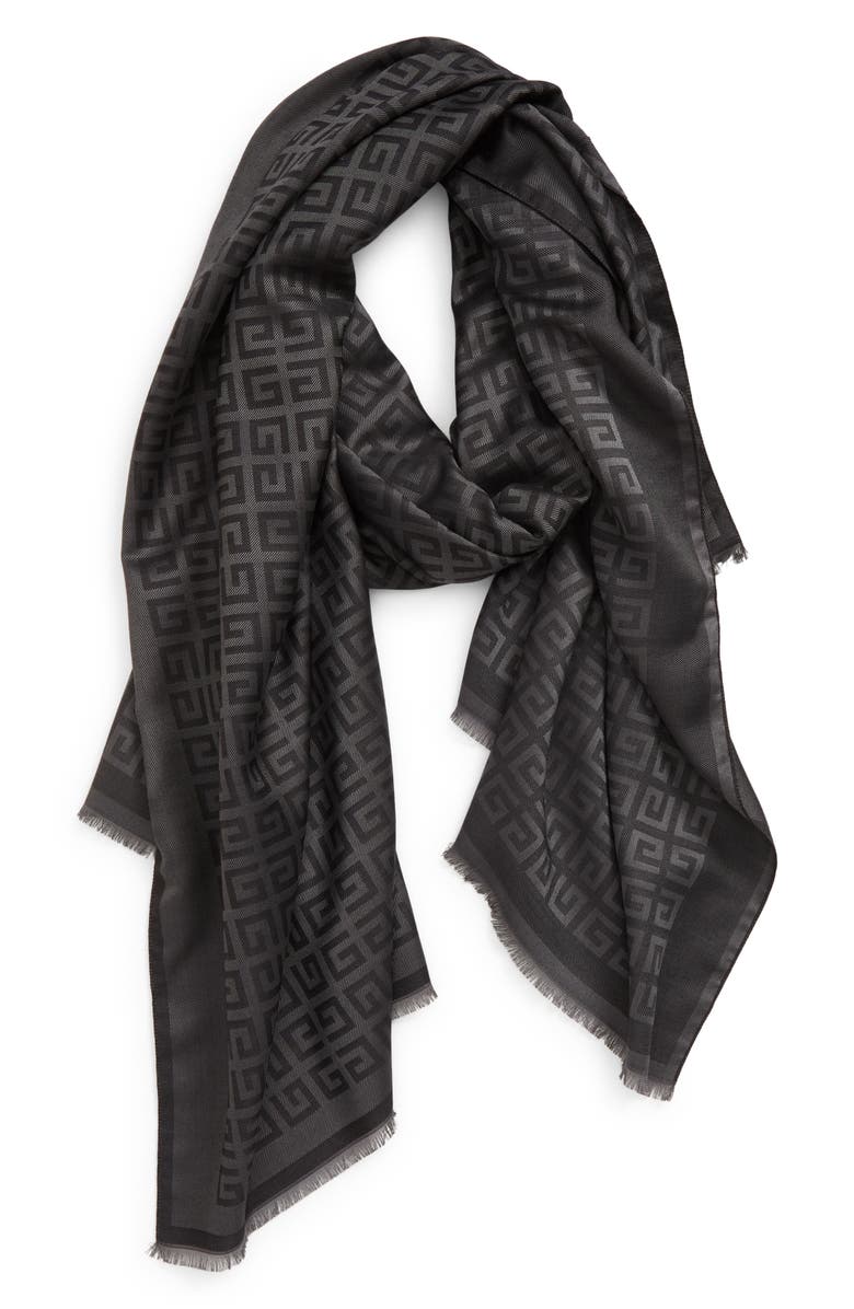 Givenchy 4G Jacquard Silk & Wool Scarf, Alternate, color, 