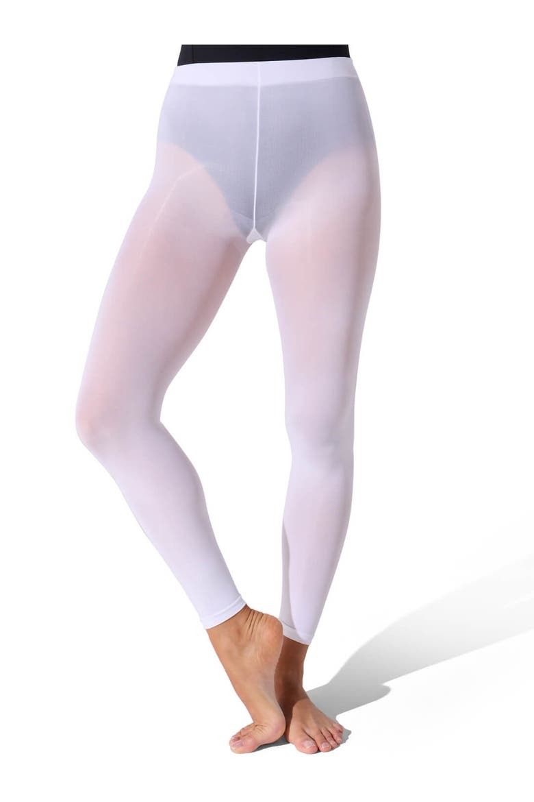 Ultra Soft Footless Tight w Self Knit Waist Band, Alternate, color, white
