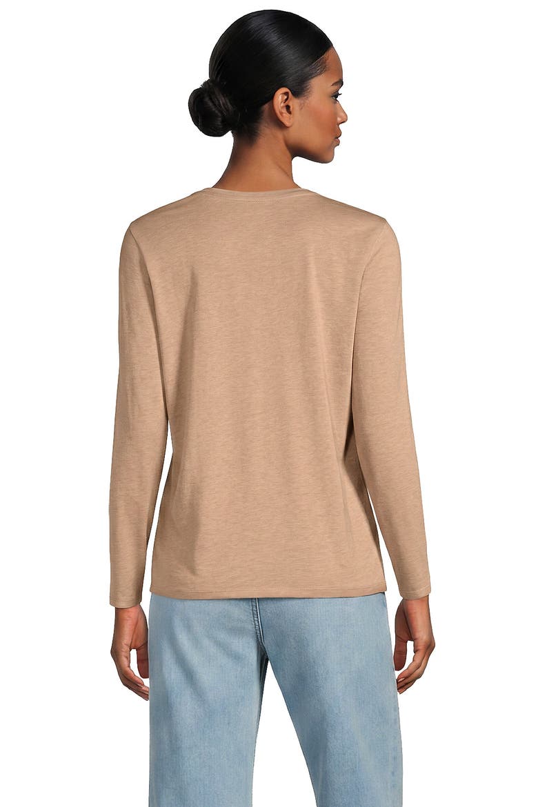Supima Cotton Long Sleeve V-Neck T-Shirt, Alternate, color, Warm Taupe Heather
