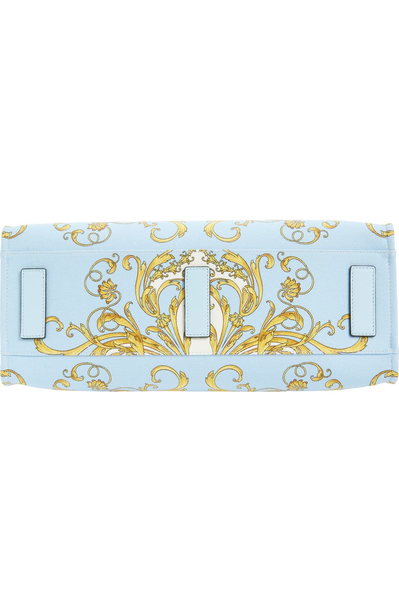 Versace Large La Medusa Print Canvas Tote, Alternate, color, Pastel Blue Gold