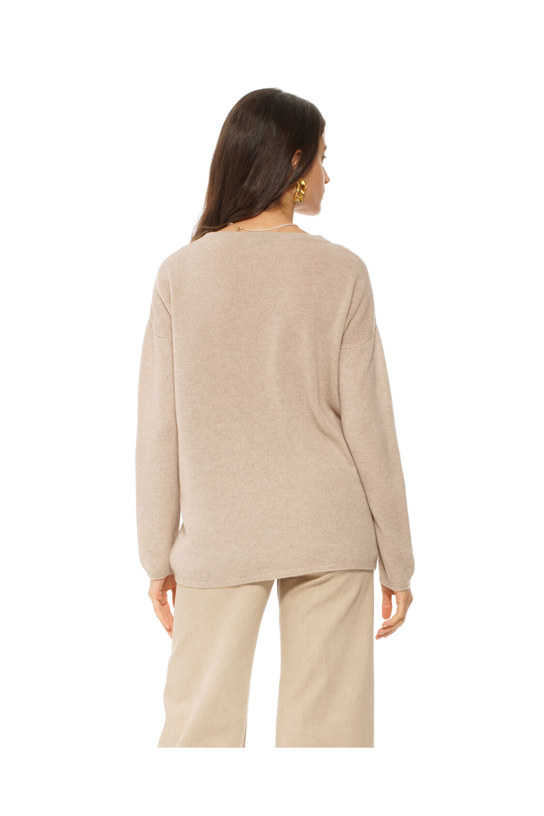 Lightweight Oversized Pure Cashmere Boatneck Sweater, Alternate, color, Beige