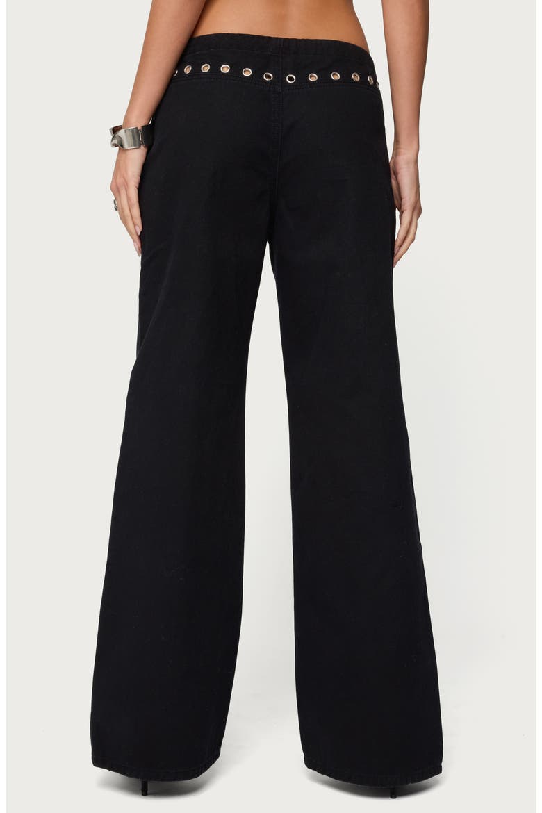 Grommet Low Rise Wide Leg Jeans, Alternate, color, BLACK-WASHED
