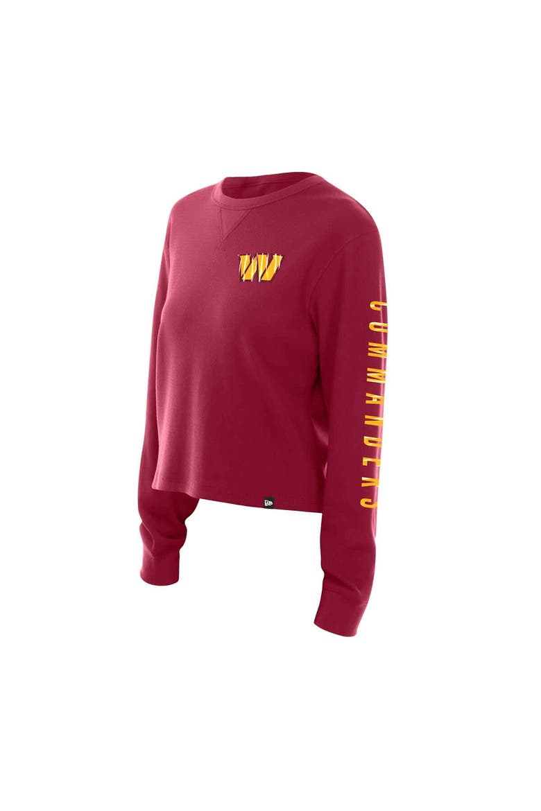Women's New Era  Burgundy Washington Commanders Sport Night Thermal Long Sleeve Cropped T-Shirt, Alternate, color, Burgundy