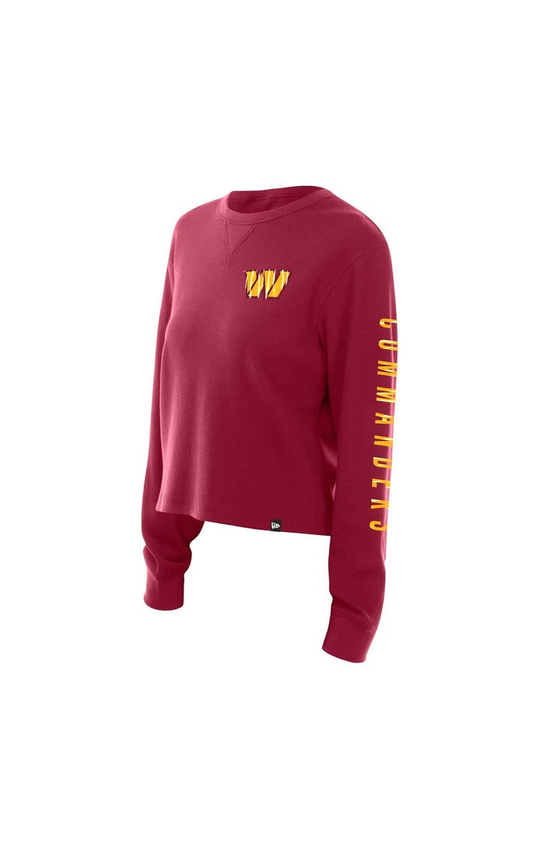 New Era Women's New Era Burgundy Washington Commanders Sport Night Thermal Long Sleeve Cropped T-Shirt, Alternate, color, Burgundy