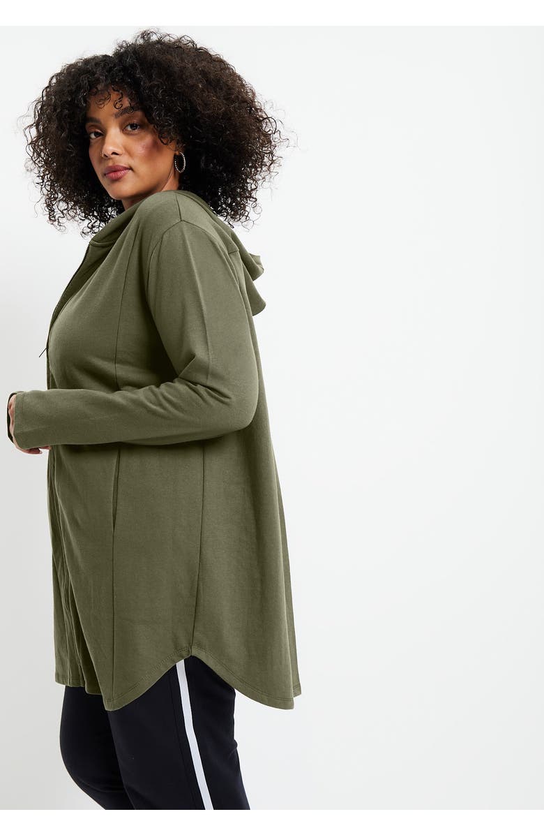 June + Vie Zip-Up French Terry Hoodie, Alternate, color, Black