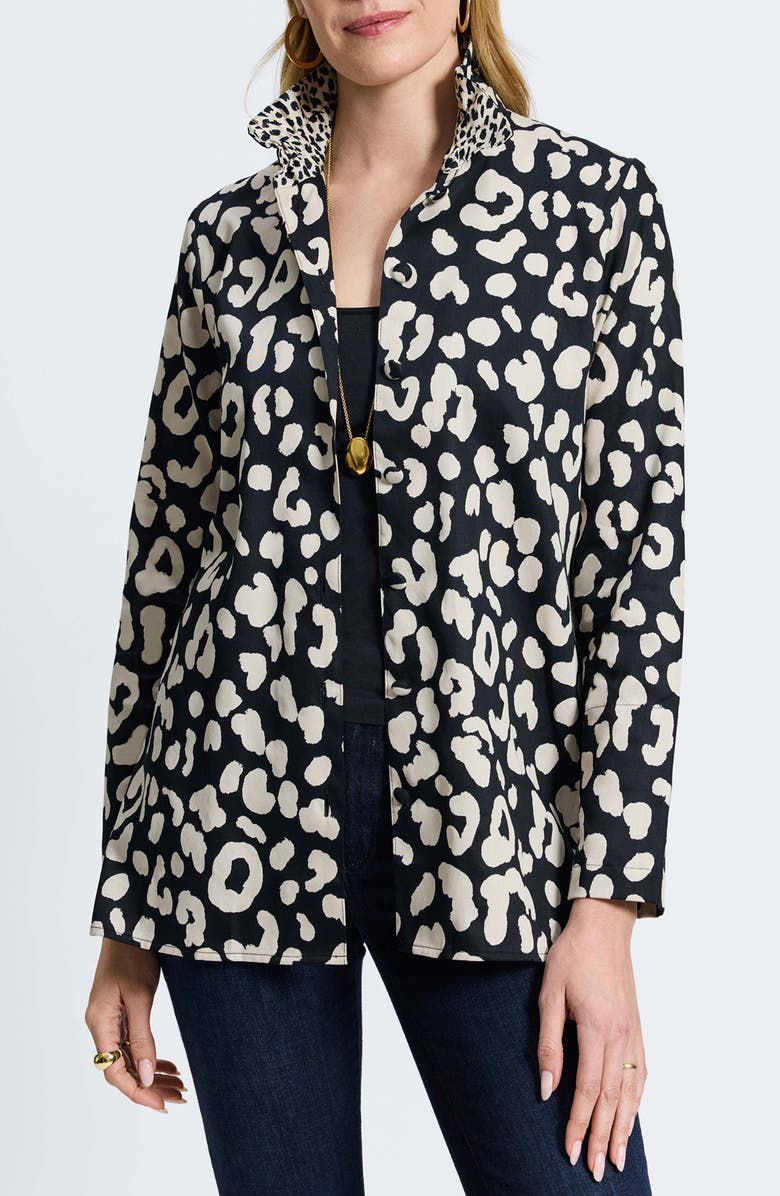 Foxcroft Carolina Animal Print Cotton Sateen Button-Up Shirt, Main, color,