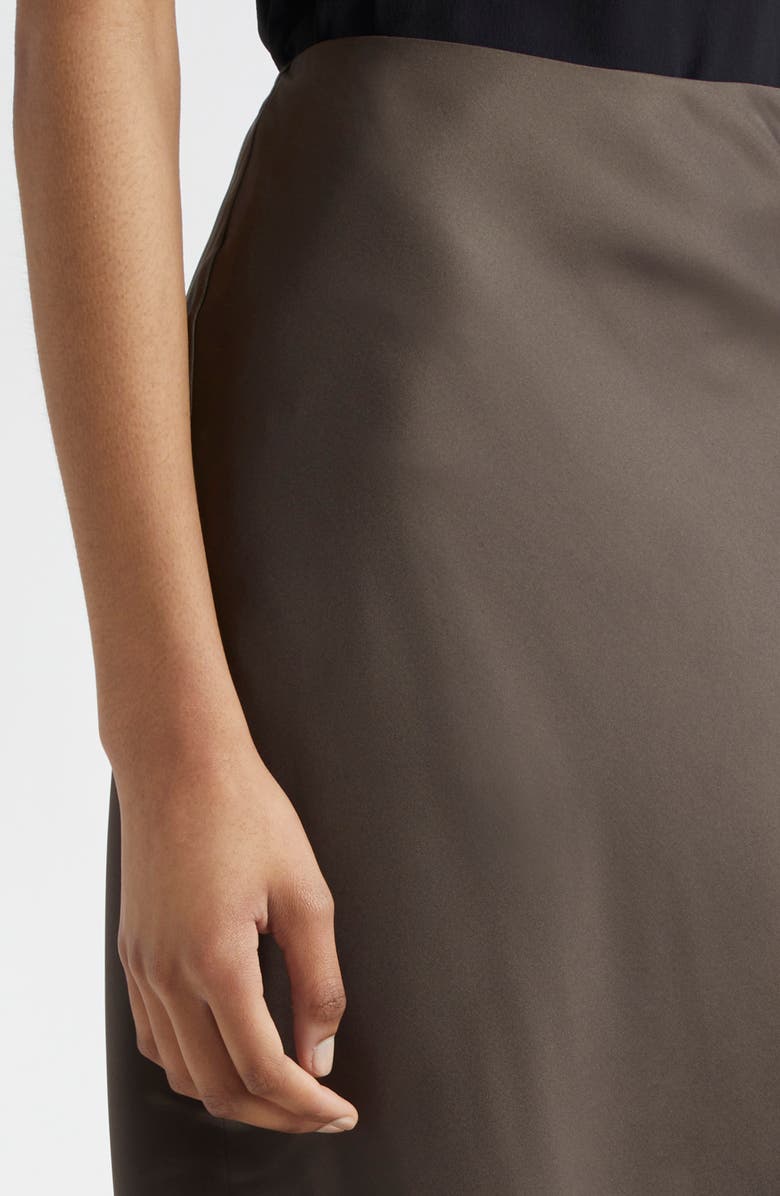 Róhe Lace Trim Silk Midi Skirt, Alternate, color, Earth