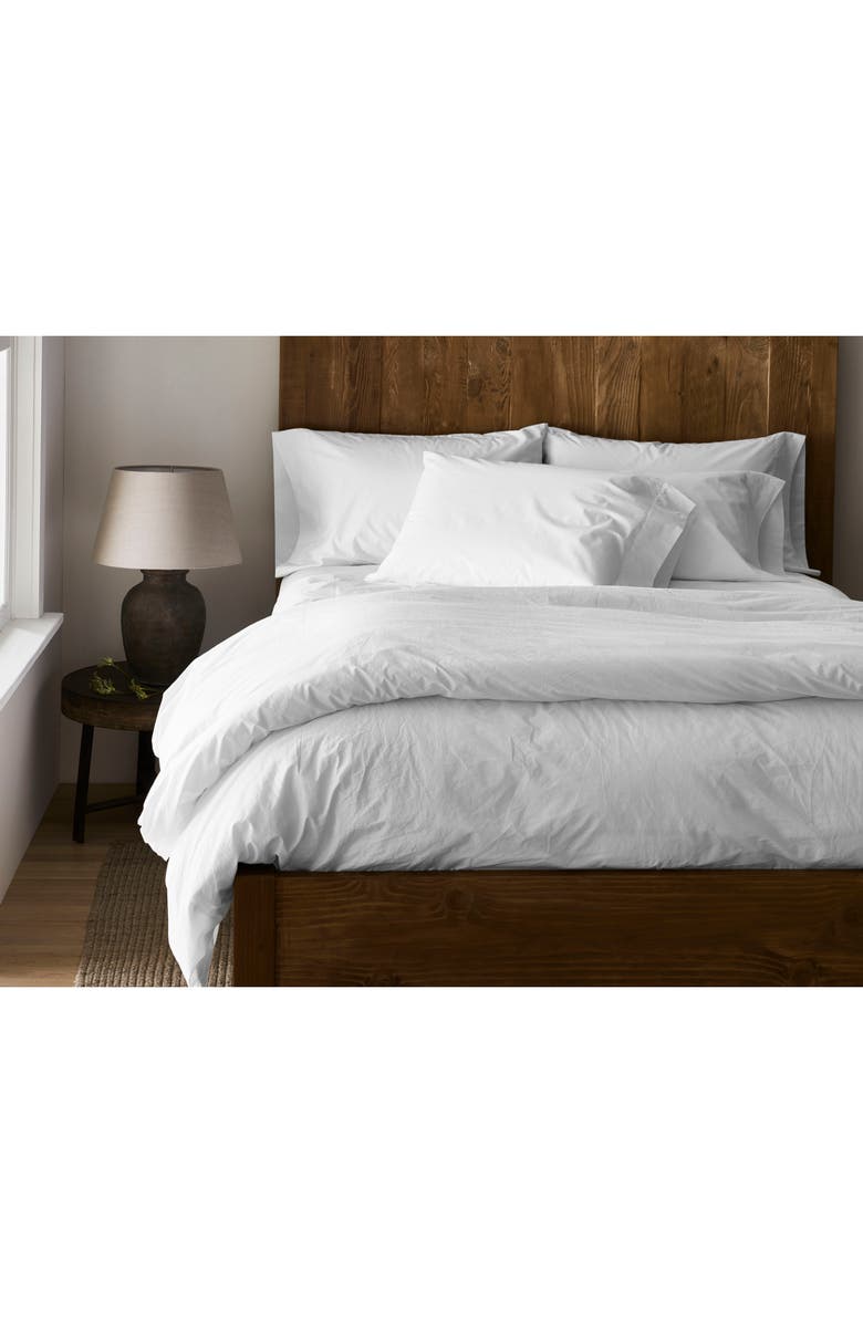 Coyuchi Crinkled Organic Cotton Percale Sheet Set, Alternate, color, Alpine White