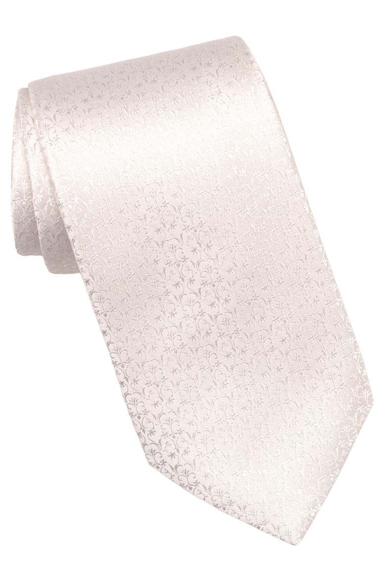 Parioli - Extra Long Silk Jacquard Tie for Men, Main, color, White