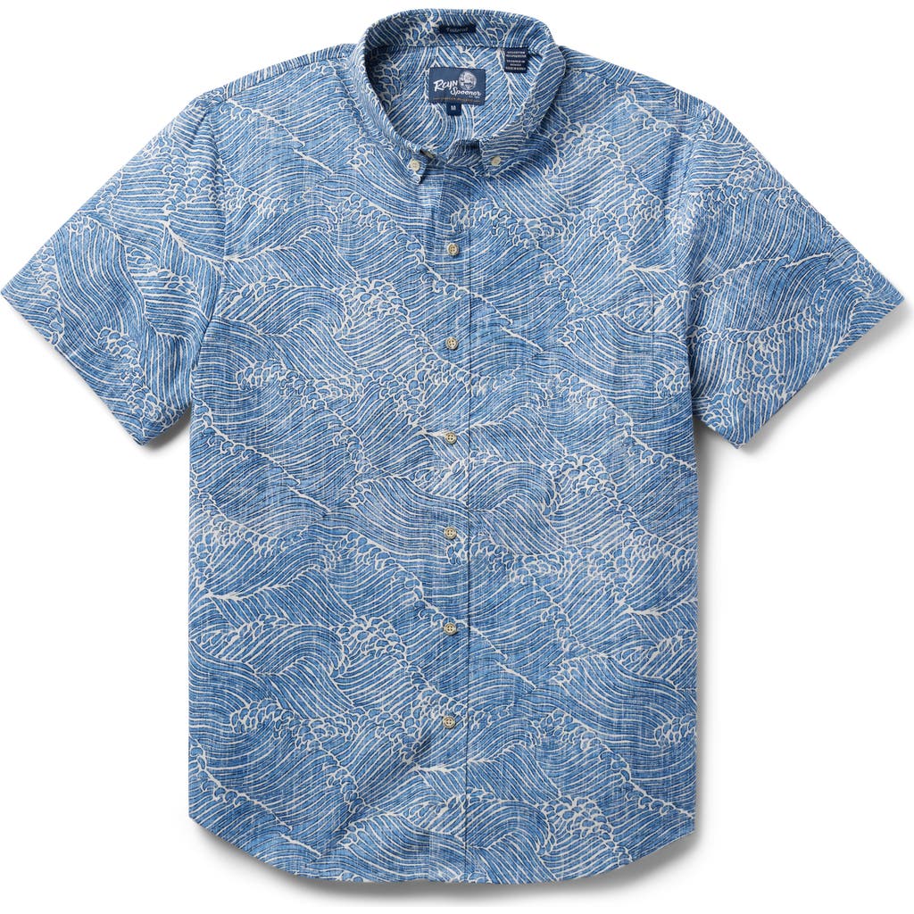Reyn Spooner Molokai Channel Short Sleeve Cotton Blend Button-down Shirt In Blue