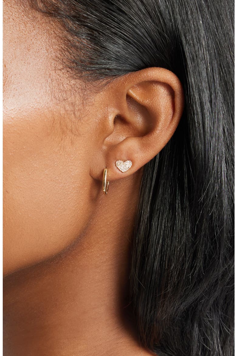 Set of 3 Demi Fine Stud & Huggie Hoop Earrings, Alternate, color, CLEAR- GOLD