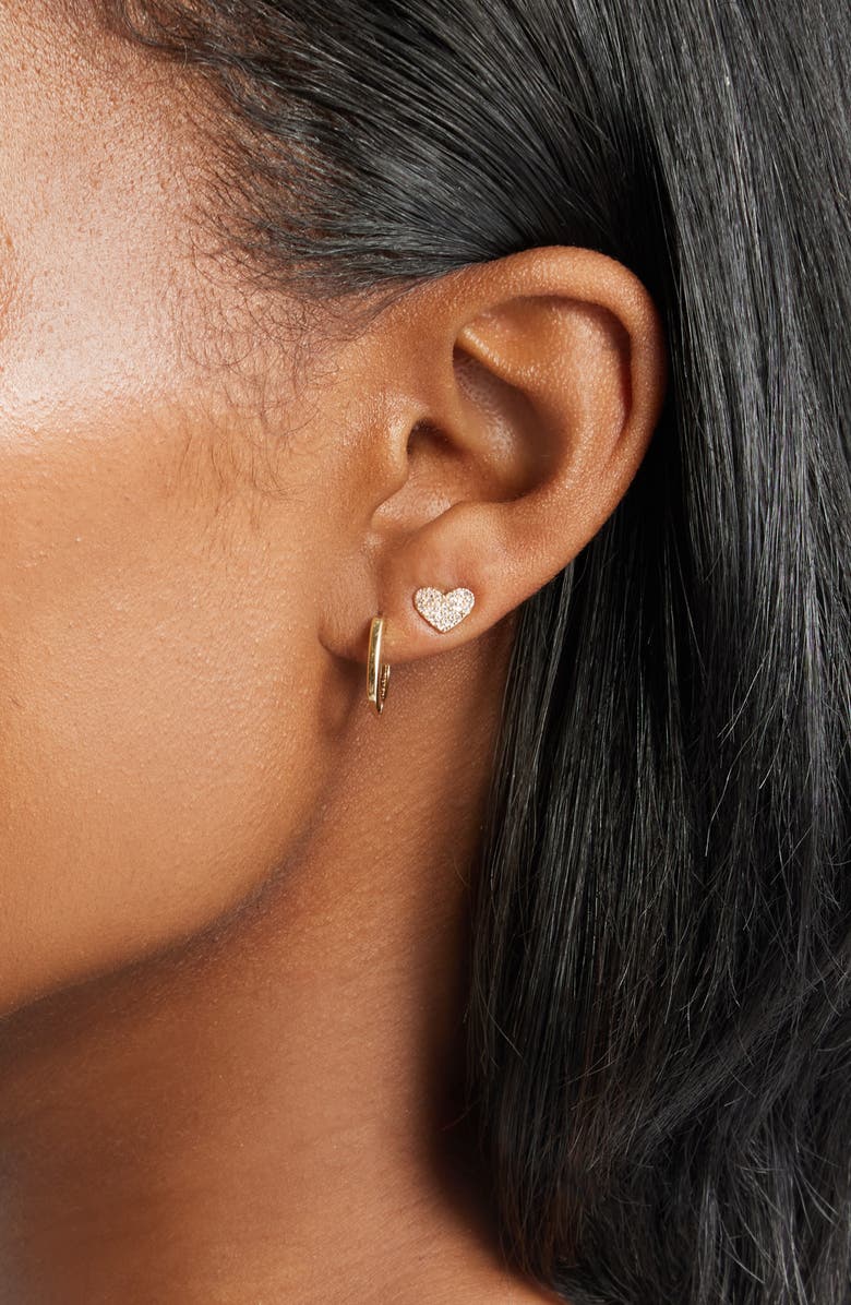 Chelsea28 Set of 3 Demi Fine Stud & Huggie Hoop Earrings, Alternate, color, Clear- Gold