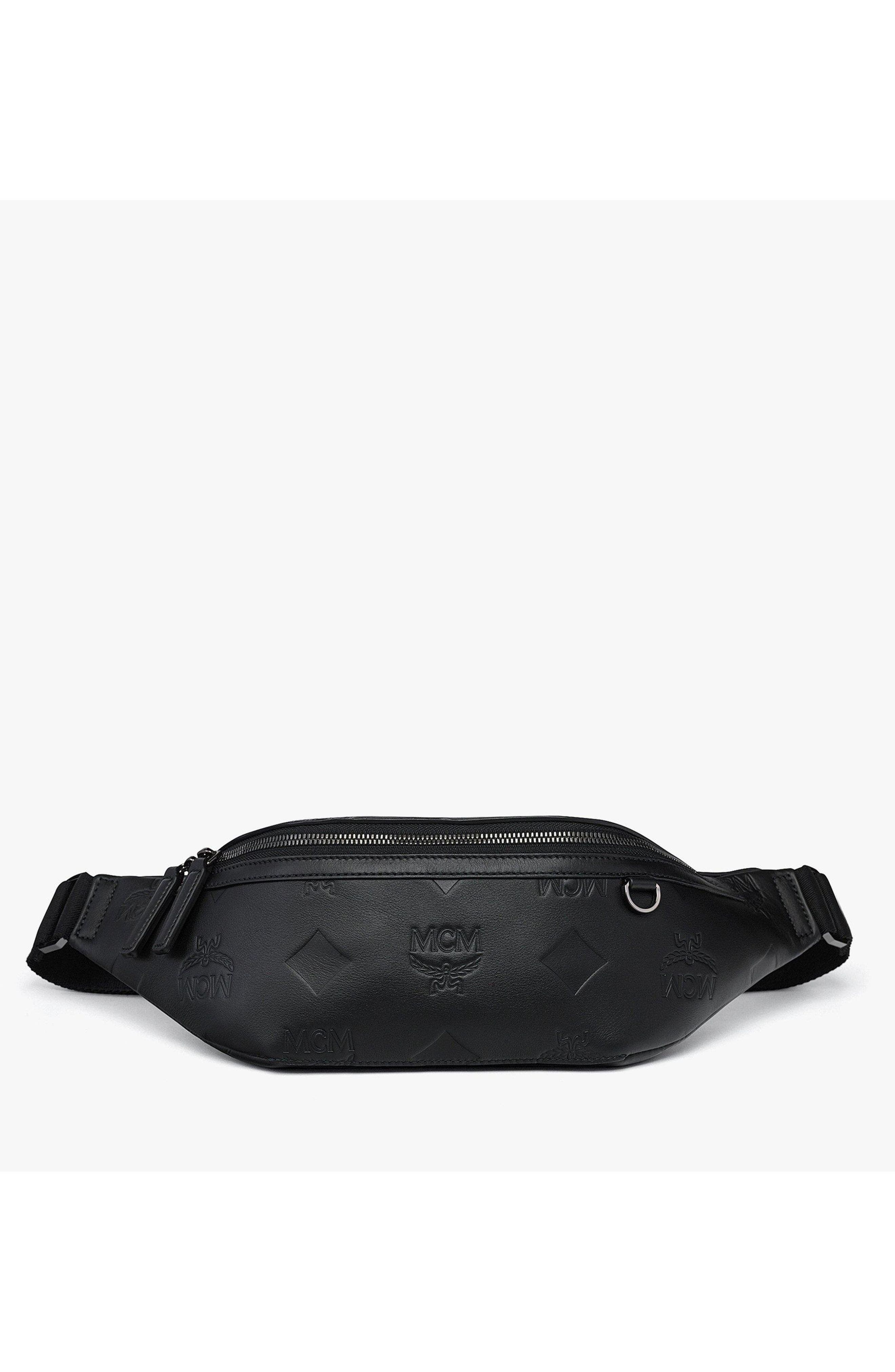 MCM Medium Fursten Belt Bag in Maxi Monogram Leather, Main, color, Black