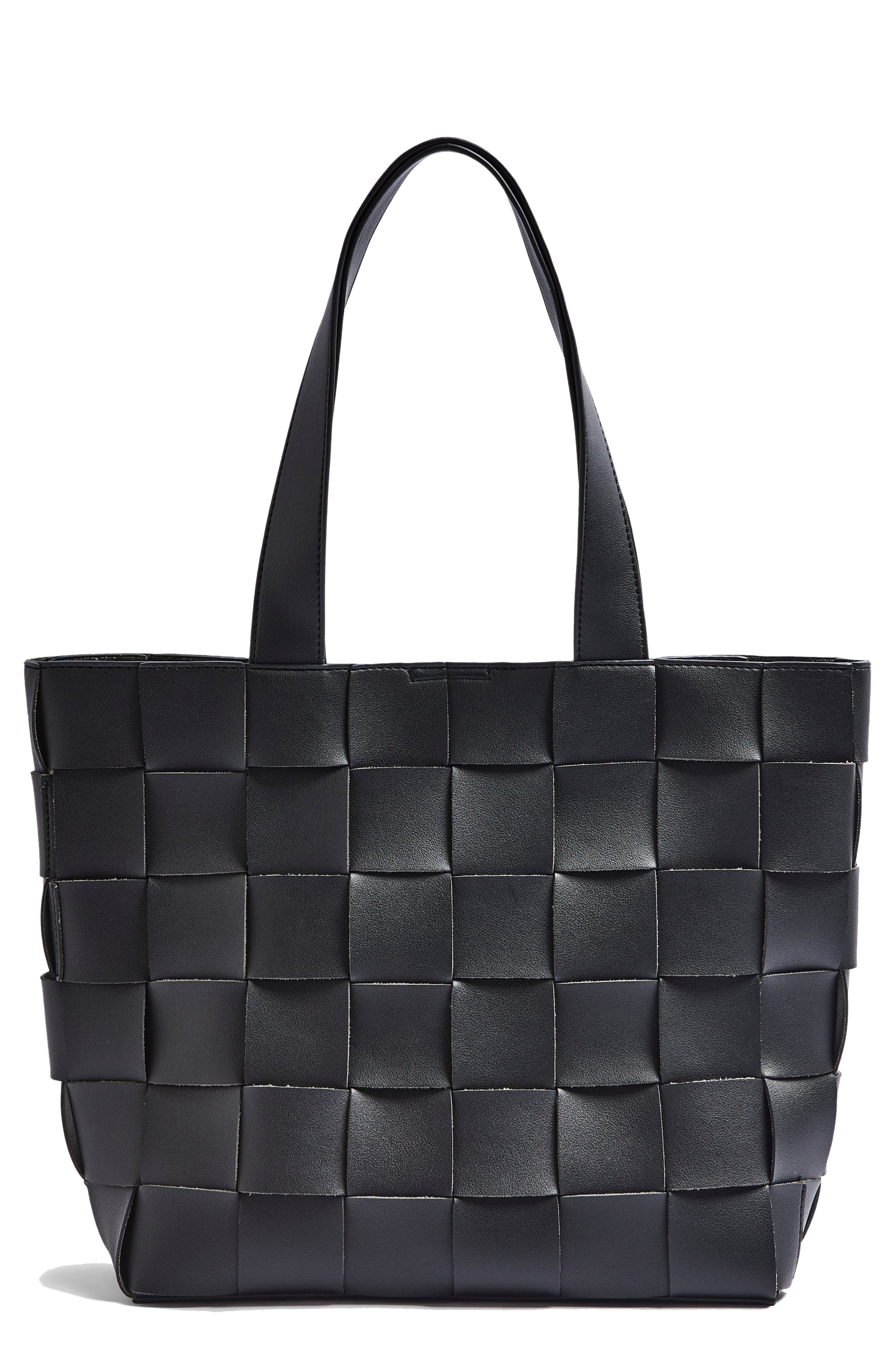 Topshop Basket Weave Faux Leather Tote, Main, color, 