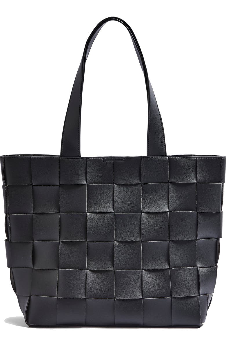 Topshop Basket Weave Faux Leather Tote, Main, color,