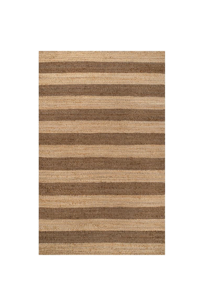 Jayden Rustic Farmhouse Woven Jute Stripe Area Rug, Main, color, Natural/Brown