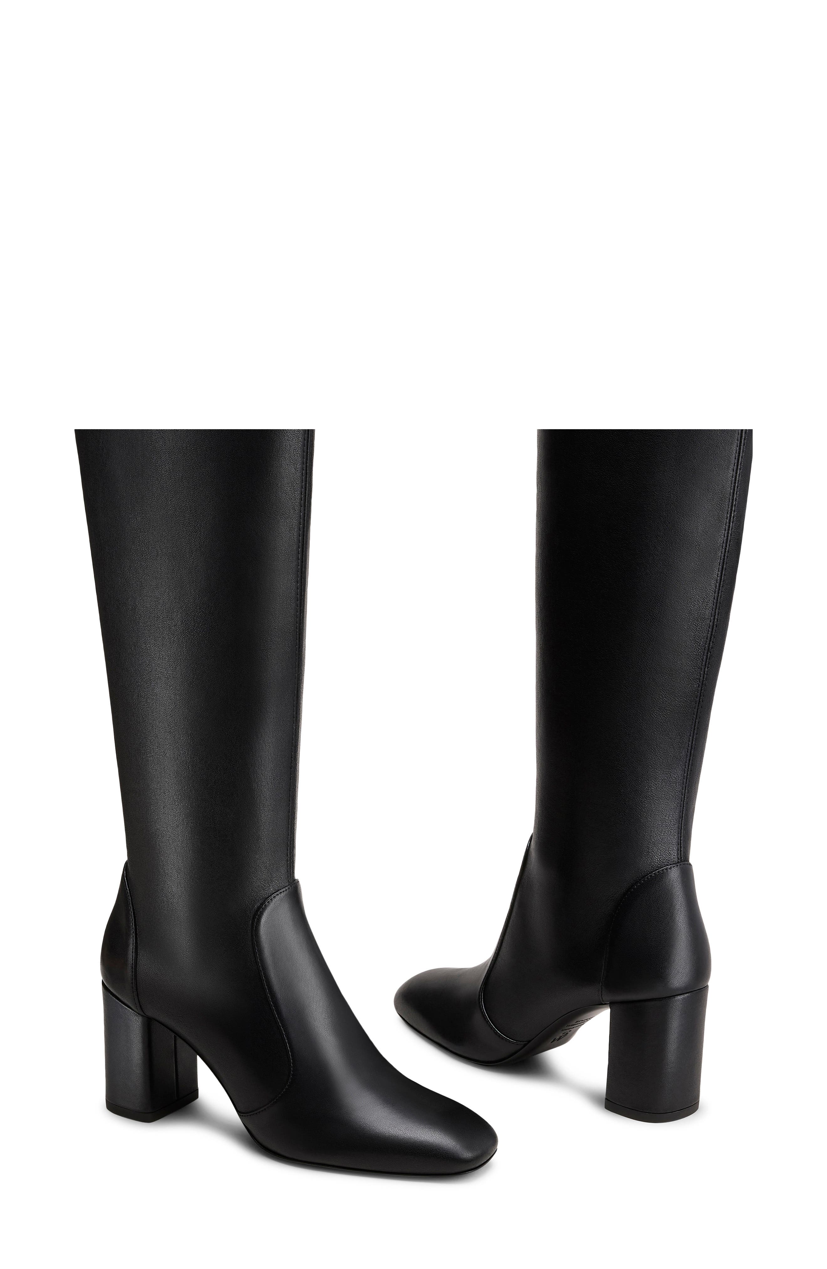 Stuart Weitzman Lucie Knee High Block Heel Boot, Alternate, color, Black