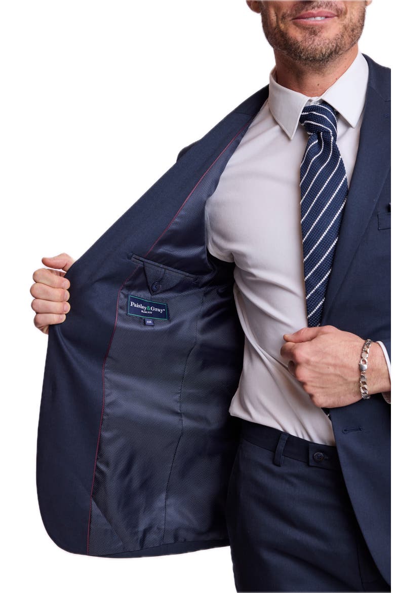 Ashton Slim Peak Lapel Suit Jacket, Alternate, color, SOLID NAVY