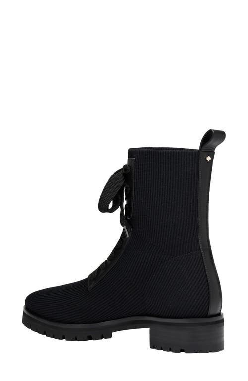 Kate Spade Winton Knit Lug-sole Combat Boots In Black