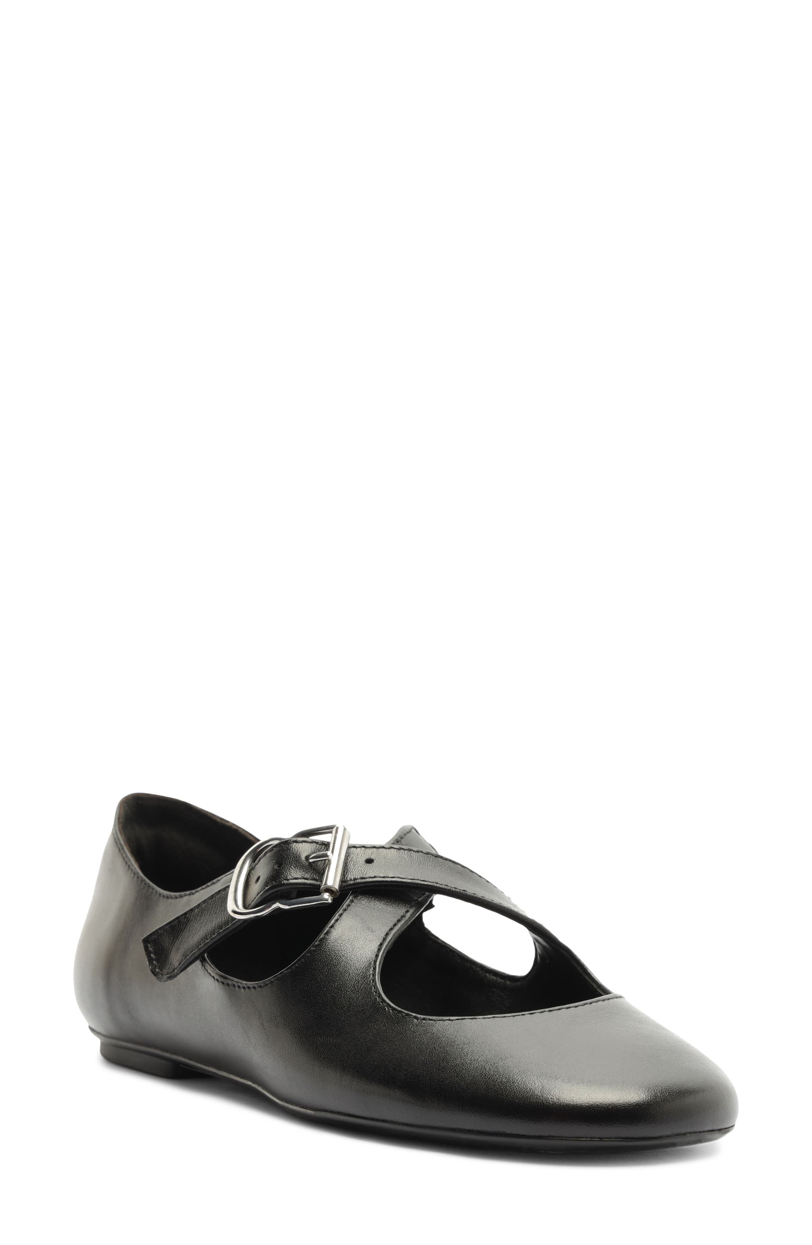 Molly Leather Mary Jane Flat, Main, color, BLACK