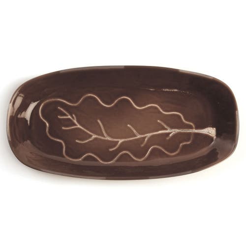 Napa Home & Garden Autumn Oak Leaf Platter Dark Brown In Brown