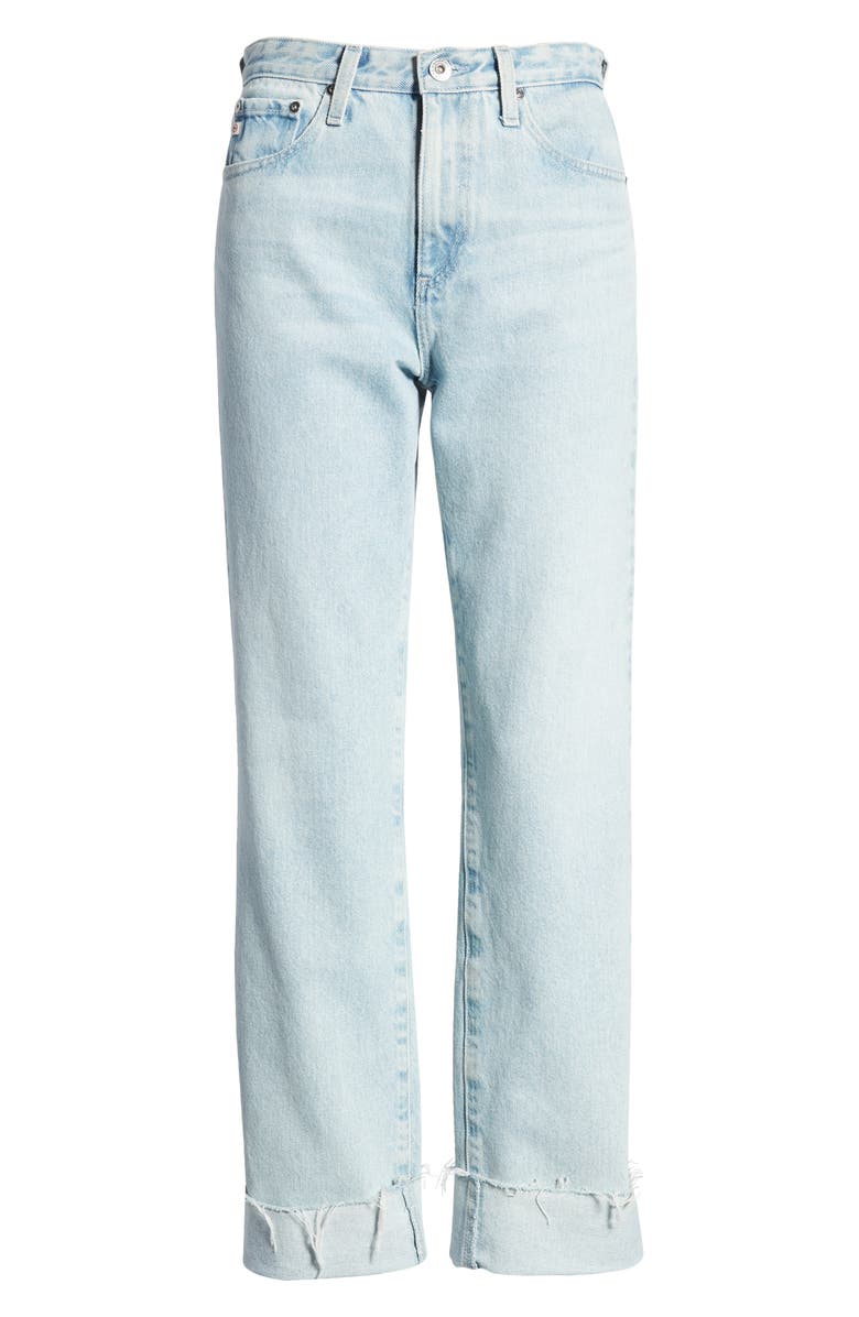 AG Alexxis High Waist Raw Hem Straight Leg Jeans, Alternate, color, Fame