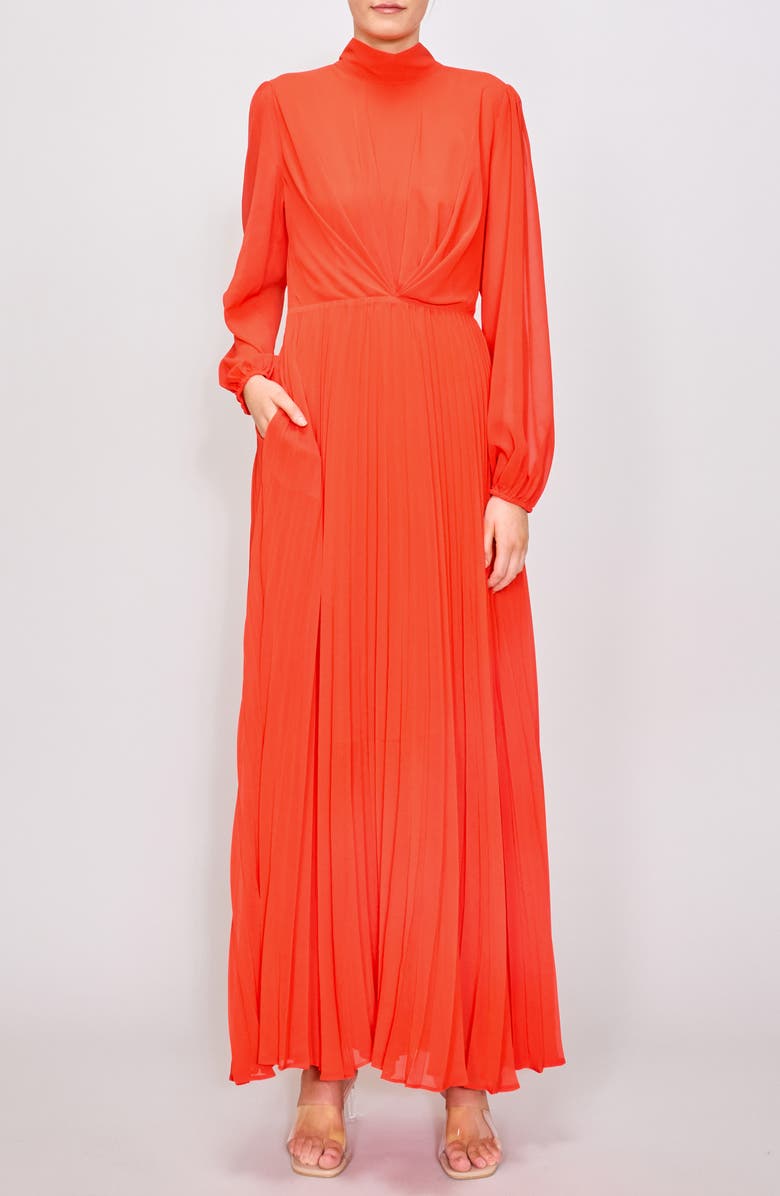 Chiffon Pleated Top Long Dresses with Open Back Lilac