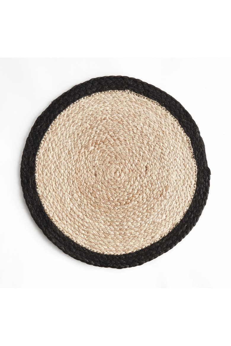 Jute Coil Round Placemats, Set of 8 - Natural/Black Jute, Alternate, color, Black