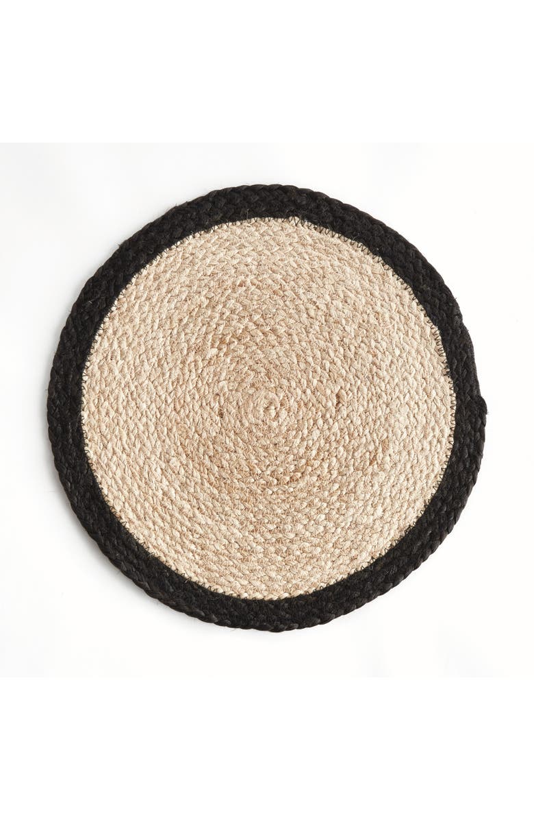 Napa Home & Garden Jute Coil Round Placemats, Set of 8 - Natural/Black Jute, Alternate, color, Black