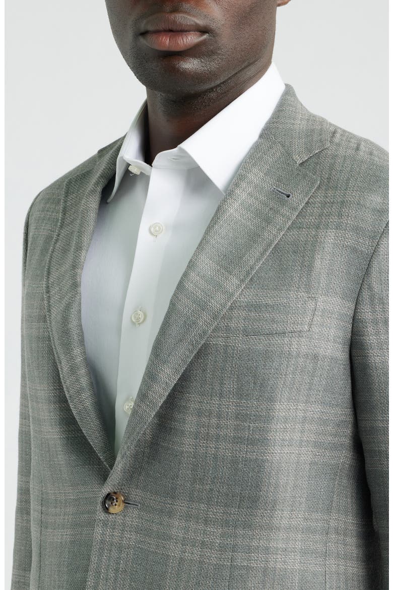 Kei Plaid Wool, Silk & Linen Sport Coat, Alternate, color, LIGHT GREY