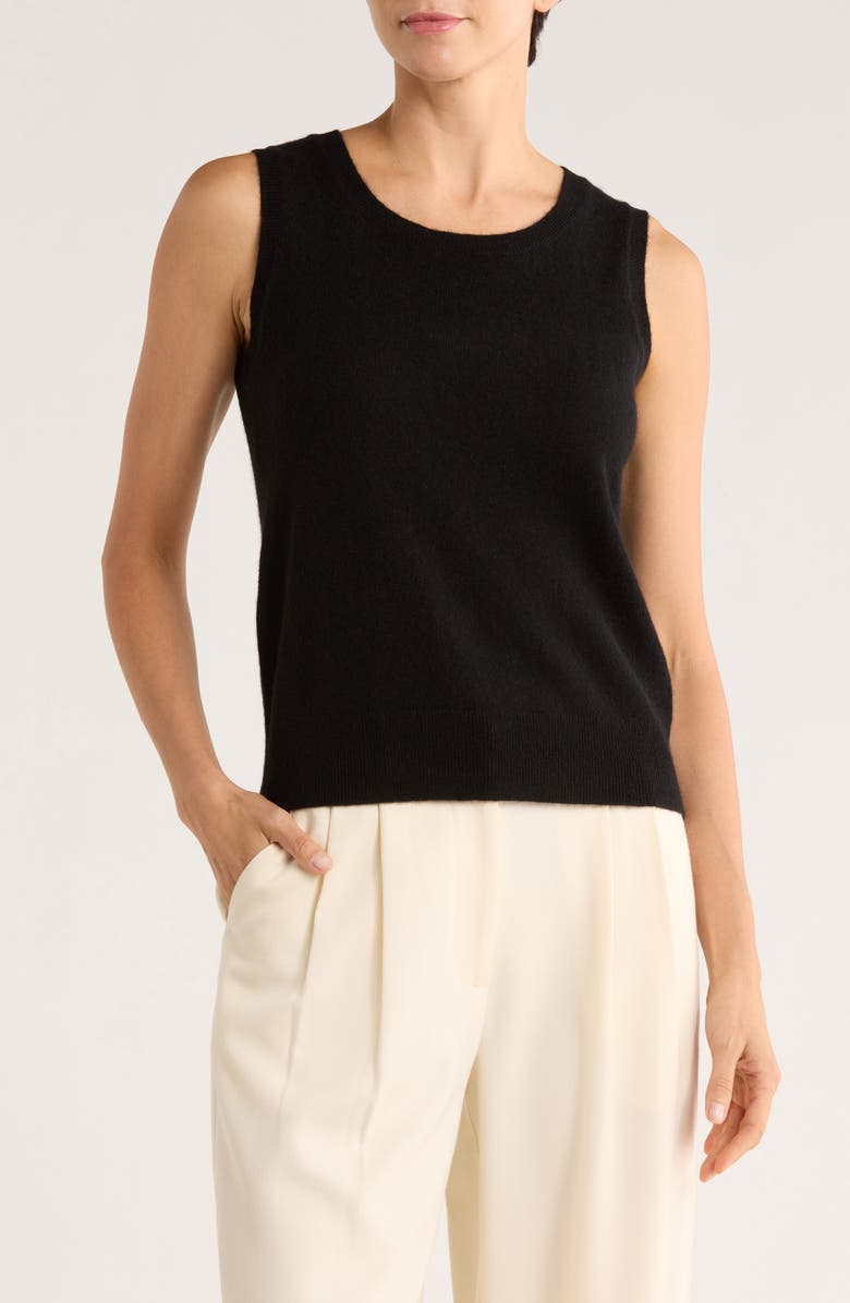 Magaschoni Sleeveless Cashmere Sweater, Main, color, Black