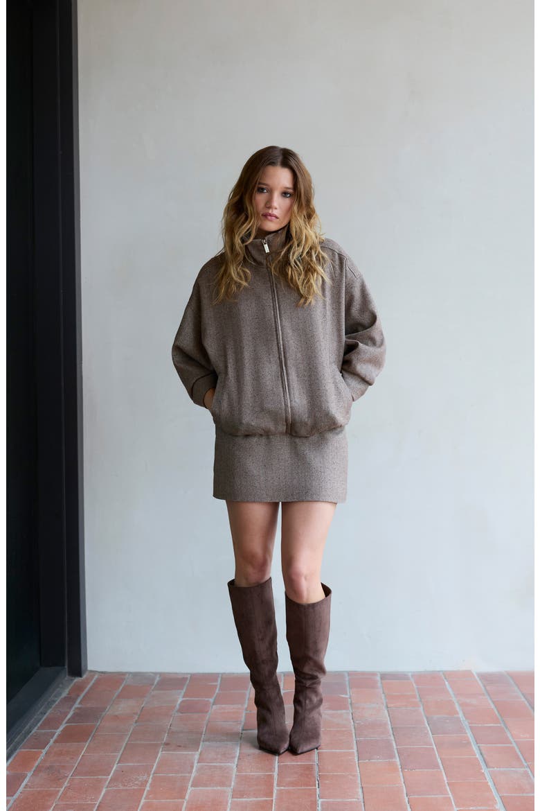 Tweed Miniskirt, Alternate, color, BROWN TWEED