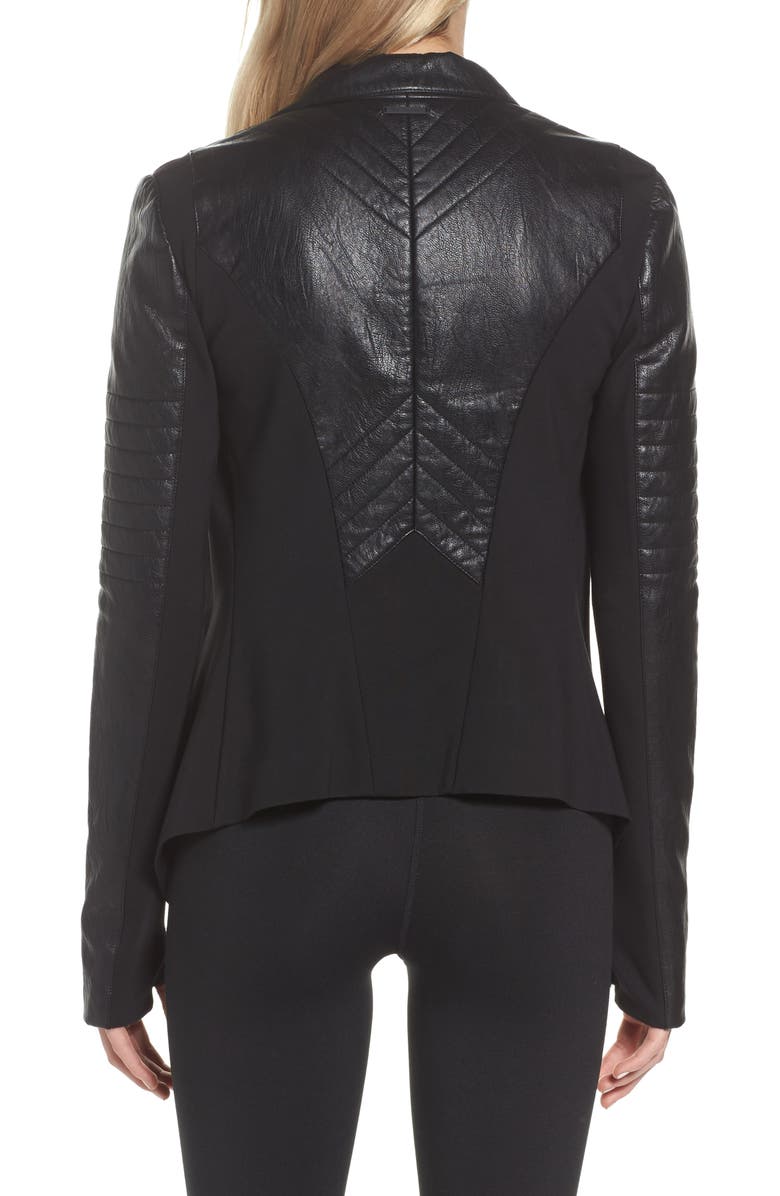 Blanc Noir Drape Front Jacket, Alternate, color,