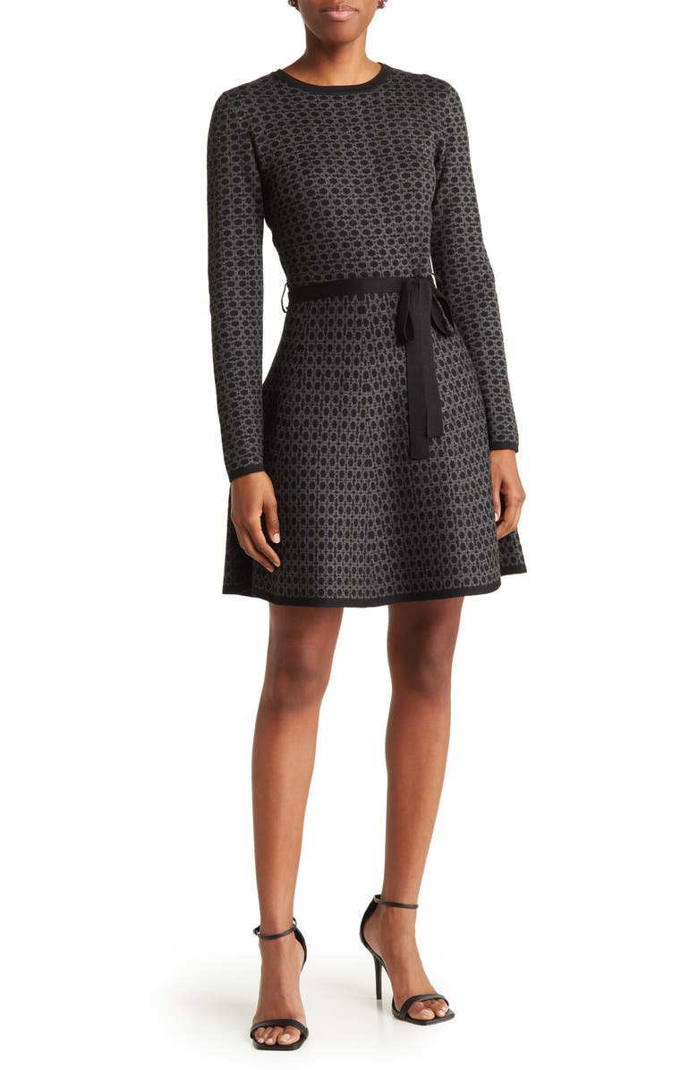 MAX STUDIO Long Sleeve Fit & Flare Sweater Dress, Main, color, 