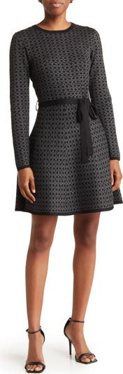 MAX STUDIO Long Sleeve Fit & Flare Sweater Dress | Nordstromrack