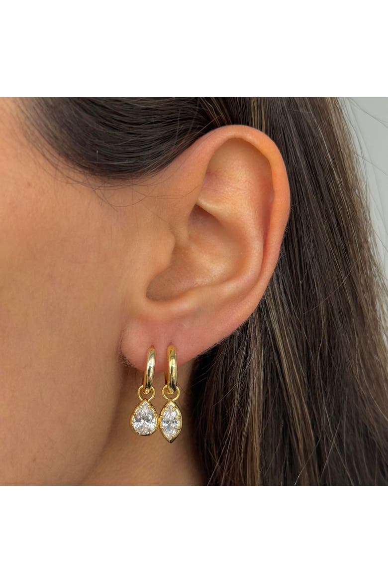 CZ Marquise Bezel Dangling Huggie Earring, Alternate, color, Gold