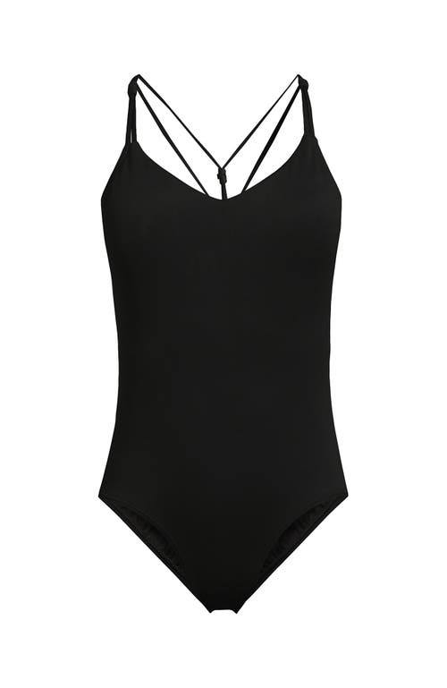Lands' End Tugless Quickdry V-neck Multi-way High Leg One Piece Swimsuit
