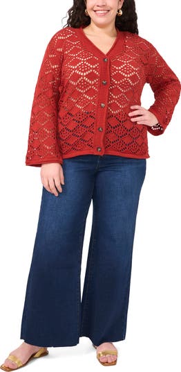Vince Camuto Pointelle Cotton Cardigan | Nordstrom