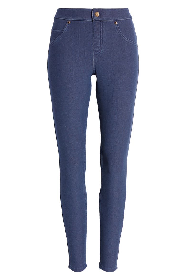 Fleece Lined Denim Leggings, Alternate, color, MED WASH