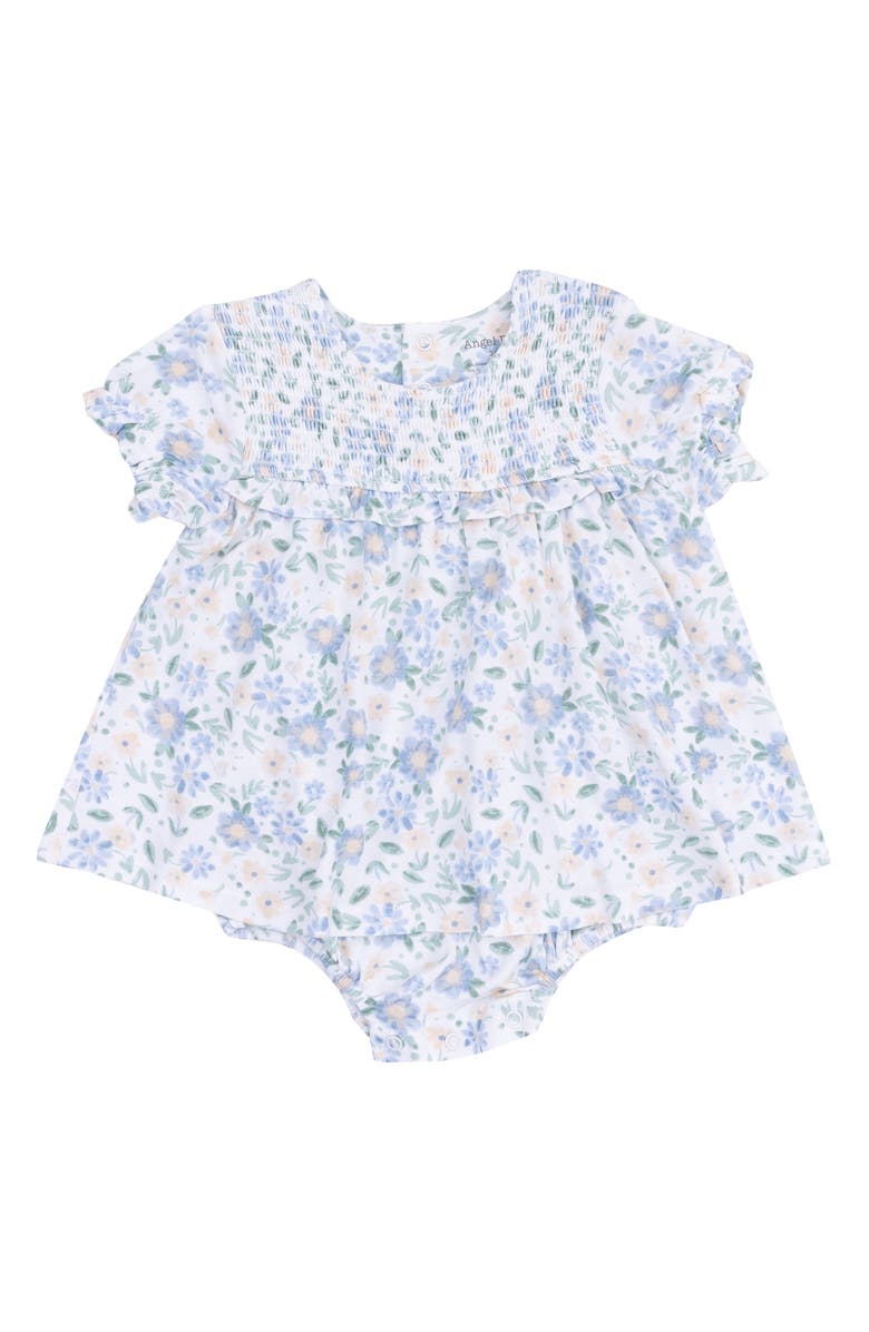Angel Dear Veronica Floral Print Skirted Bodysuit, Main, color, Blue